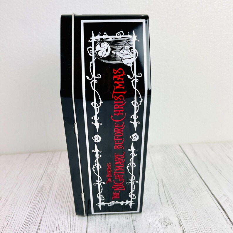 RARA bolsa de almuerzo vintage de Jack Skellington de Disneyland con forma de ataúd, Pesadilla antes de Navidad, Touchstone Pictures imagen 4
