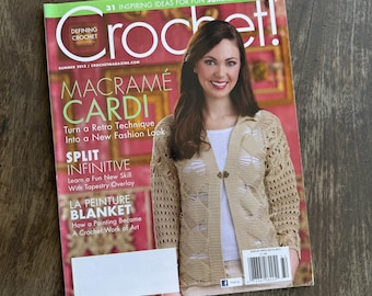 ¡Crochet! Revista Verano 2013 Cárdigan de macramé Manta Suéter Gorro Almohada Bufanda