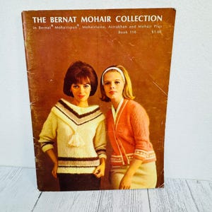 Vintage 1963 BERNAT MOHAIR COLLECTION Knitting Pattern Leaflet Illustrated Book 118
