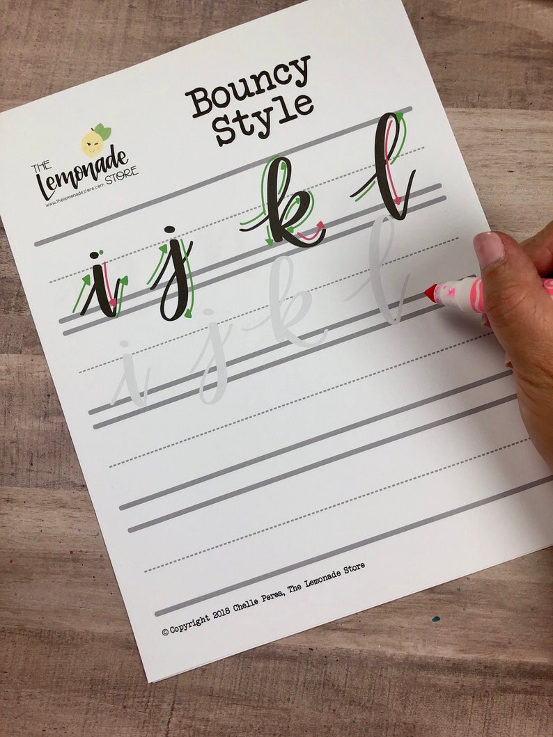 Printable Bouncy Calligraphy Practice Sheets
