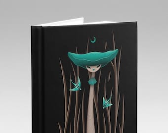 Blue Mushroom Diary, Hard cover notebook, Journal, Blank, Grid paper, Plain paper, Lined paper, A5