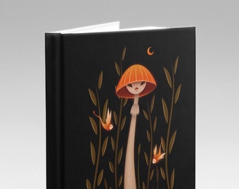 Orange Mushroom Diary, Hard Cover Notebook, Journal, Grid paper, Plain paper, Lined paper, A5