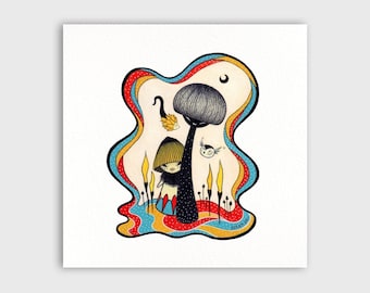 Fungi Realms - Magical Art - Art Print - Illustration Art - Unique Gift - Giclee Print