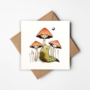 Faites attention à la forêt - Cartes de voeux - Cartes de voeux artistiques - Cartes d'art - Intérieur vierge - Champignons illustrés - Limace - Toutes les occasions