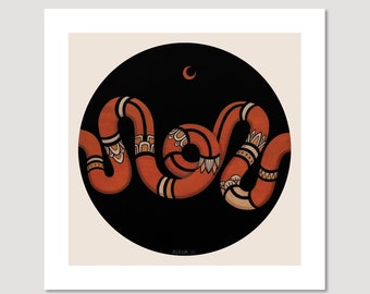 Cosmic Serpent, Art print, Giclee Print, 30x30cm/12x12', 50x50cm/20x20'