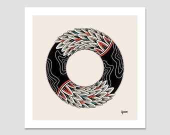 Crossing Realms, Illustration art, Art print, Giclee Print, 30x30cm/12x12'