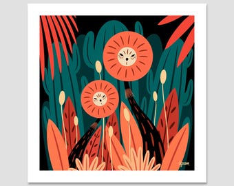 Fantasy Animal Spirit Print, Magical Creature Art, Eco-Friendly Wall Art, Digital Illustration for Kids and Adults, 30x30cm/12x12'
