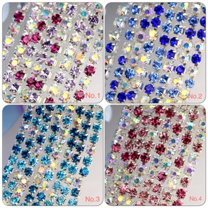 13 colors 3mm Rhinestone Trim  Crystal Trim  Rhinestone Chain Silver Plated Rhinestone trim