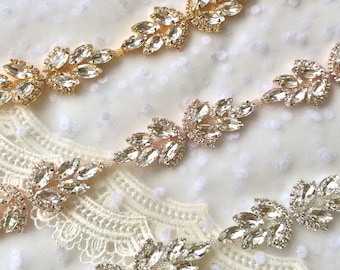 Rose gold Crystal Rhinestone Trim by the Yard  Bridal Trim silver Crystal Trim Rhinestone Applique