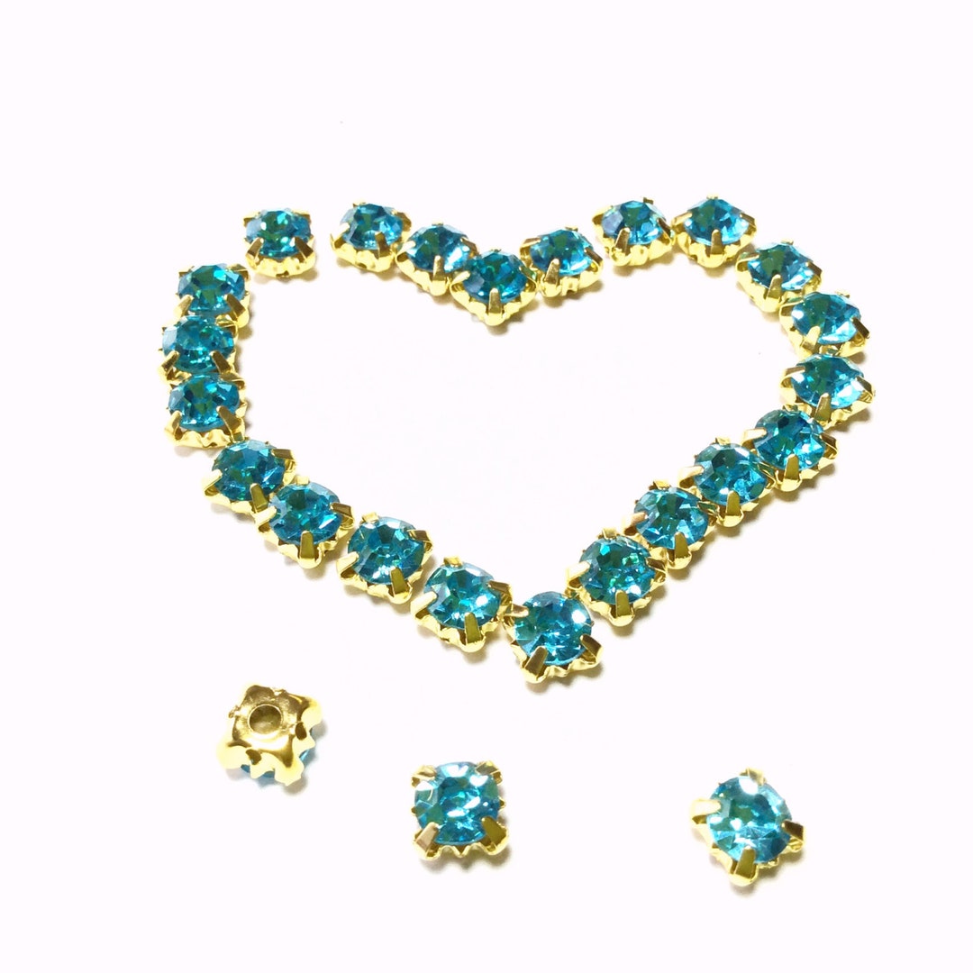 100pcs 4mm 6mm Sew on Crystal Glass Rhinestones Aquamarine Etsy