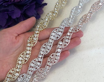 Rose gold/Gold/silver Crystal Rhinestone Trim by the Yard  Bridal Trim silver Crystal Trim Rhinestone Applique