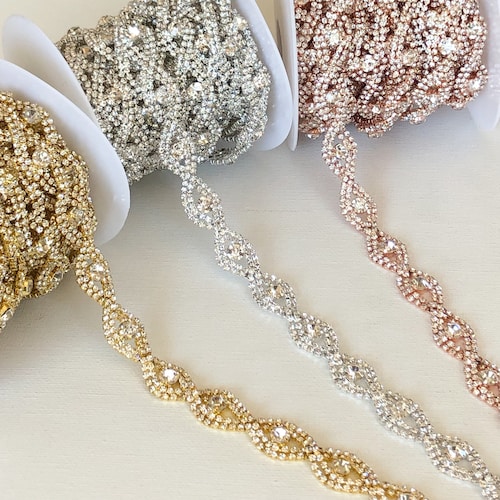 Rose Gold Crystal Rhinestone Trim by the Yard Bridal Trim Etsy