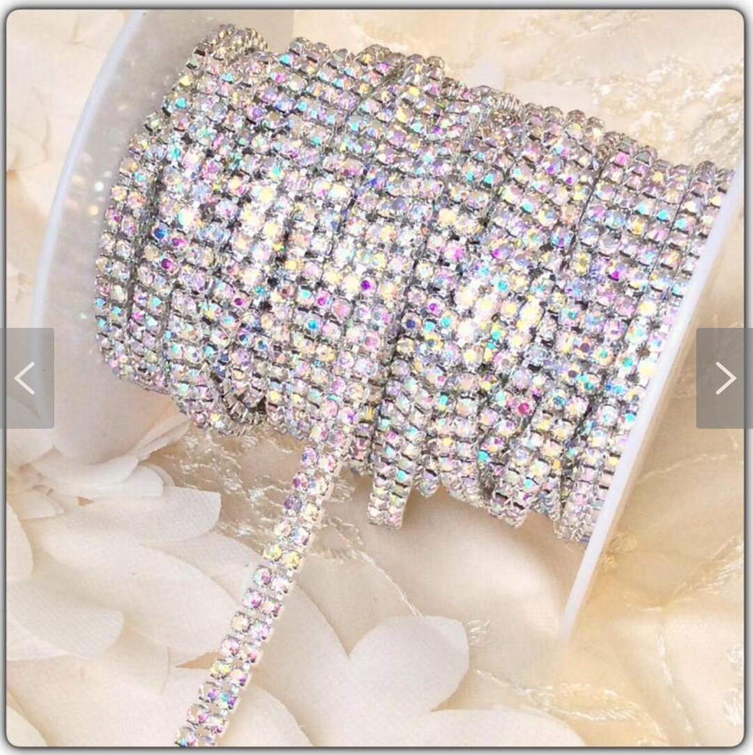 Clear Rhinestone Trims Golden Silver 3mm 4mm AB Clear Rhinestone Trim Crystal Trim Rhinestone ...