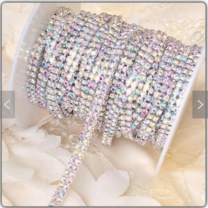 Golden silver 3mm 4mm AB clear Rhinestone Trim  Crystal Trim  Rhinestone Chain Golden Plated Rhinestone trim