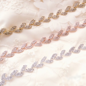 Rose gold Crystal Rhinestone Trim by the Yard  Bridal Trim silver Crystal Trim Rhinestone Applique