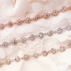 Rose gold Crystal Rhinestone Trim by the Yard  Bridal Trim silver Crystal Trim Rhinestone Applique
