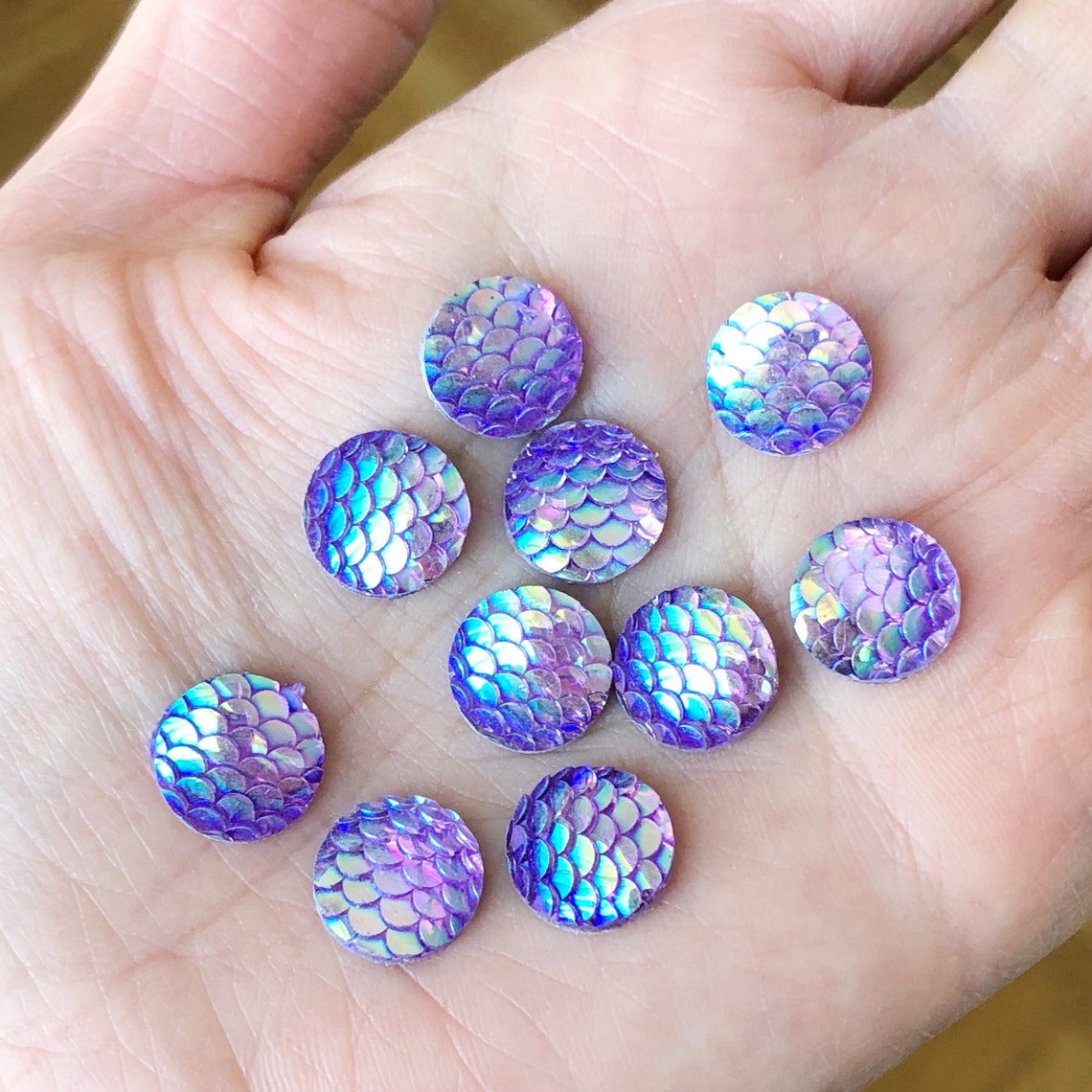 10pcs 10mm/12mm Fish Scalp Cabochon Metallic Resin Cabochons Etsy