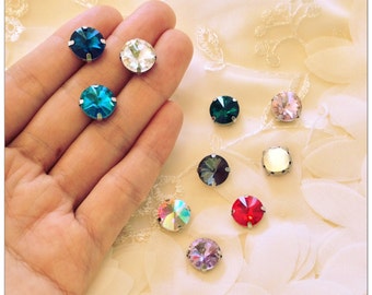 10 colors 12mm sew on rhinestone round rhinestone crystal glass rhinestone silver setting sewing flat back