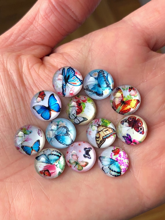 10 pcs Mix Pattern Butterfly Cabochons 20mm