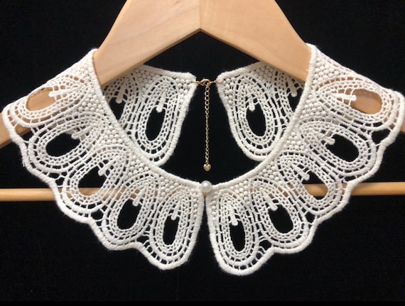 Lace Necklace Peter Pan Collar, Cotton Crochet Detachable Collar