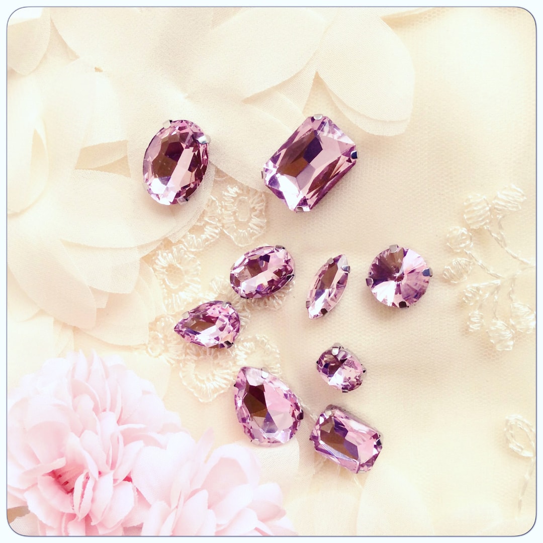 Pink Princess Rhinestone Pink Sew on Oval Rhinestone Nanette Rhinestone Teardrop Crystal Glass ...