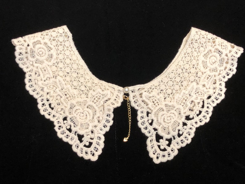 Ivory Lace necklace Ivory Peter Pan Collar, Cotton Crochet Detachable Collar, Detachable Cotton Lace Collar, Fake Collar, Fake Lace Collar image 2