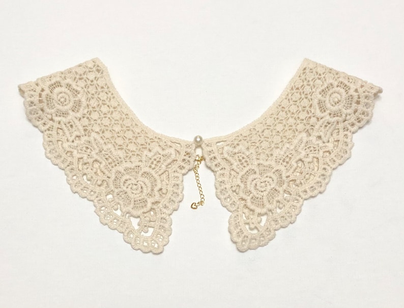 Ivory Lace necklace Ivory Peter Pan Collar, Cotton Crochet Detachable Collar, Detachable Cotton Lace Collar, Fake Collar, Fake Lace Collar image 3