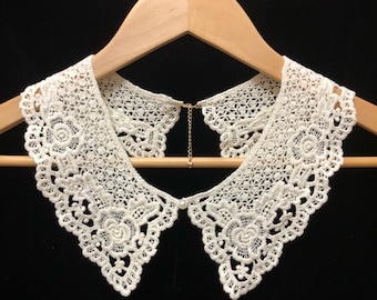 Ivory Lace necklace Ivory Peter Pan Collar, Cotton Crochet Detachable Collar, Detachable Cotton Lace Collar, Fake Collar, Fake Lace Collar