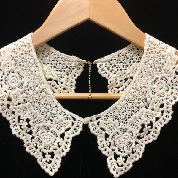 Ivory Lace necklace Ivory Peter Pan Collar, Cotton Crochet Detachable Collar, Detachable Cotton Lace Collar, Fake Collar, Fake Lace Collar