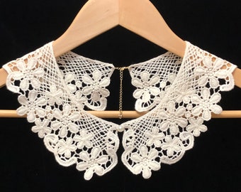Ivory Lace necklace Ivory Peter Pan Collar, Cotton Crochet Detachable Collar, Detachable Cotton Lace Collar, Fake Collar, Fake Lace Collar