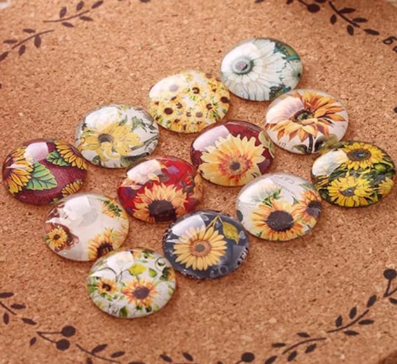 10pcs 12mm Resin Cabochon Glass Resin Cabochons Floral Cabochon