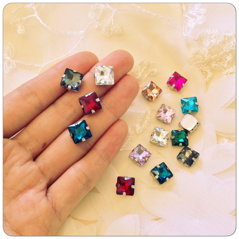 10 Colors 10mmx10mm Sew on Rhinestone Square Rhinestone Etsy