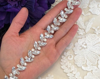 Silver Crystal Rhinestone Trim by the Yard  Bridal Trim silver Crystal Trim Rhinestone Applique