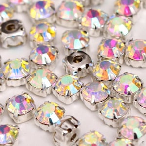 100pcs 4mm 6mm Sew on crystal glass rhinestones golden color prong setting silver color prong setting
