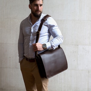 Sac messager en cuir pour homme Sac de cartable pour ordinateur portable - Niche Lane Ryton Coffee