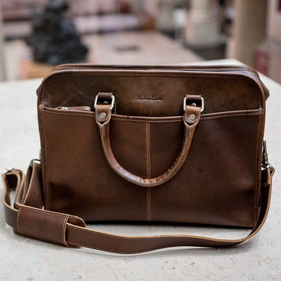 personalised leather satchel mens