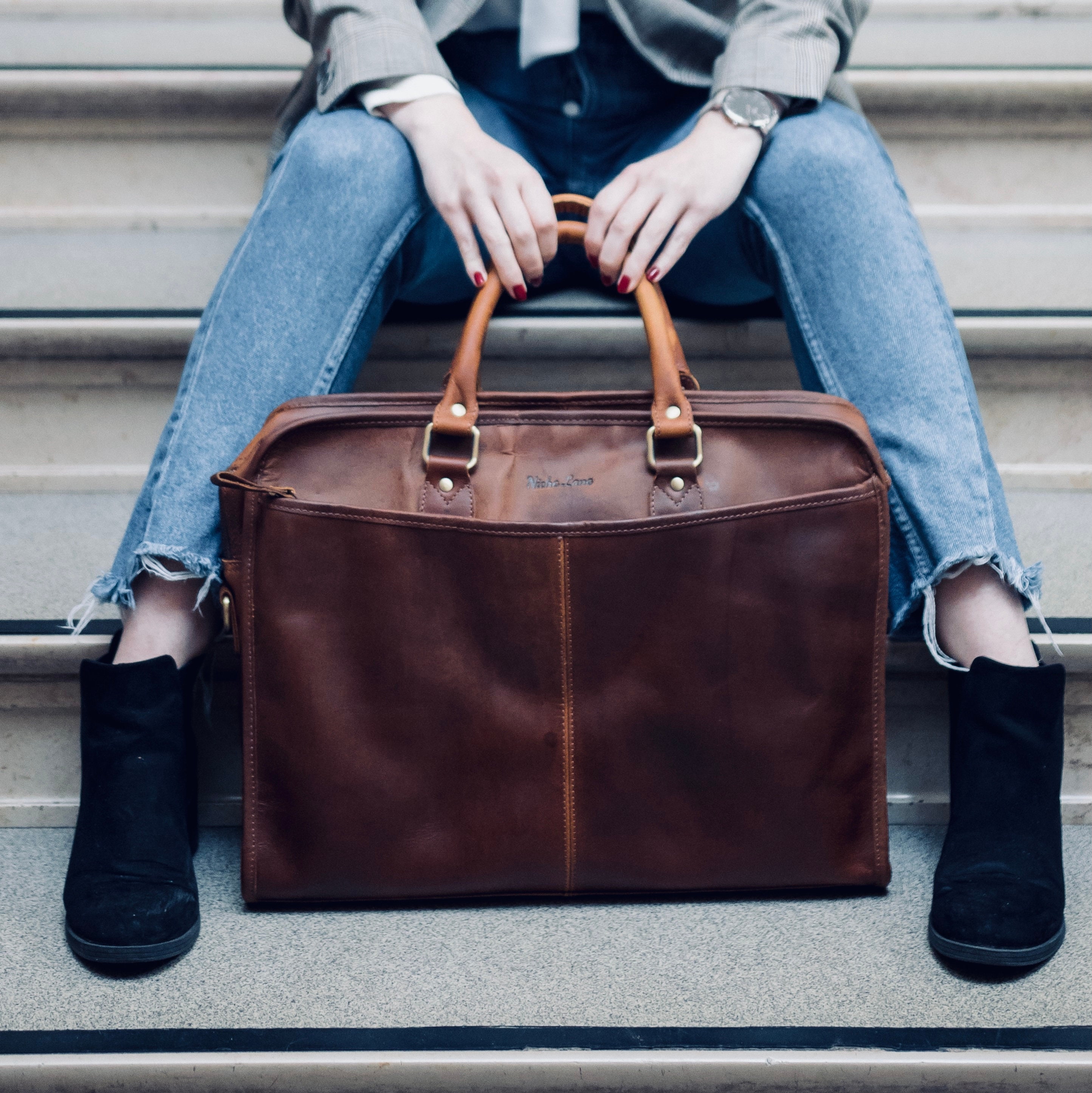 Leather Office Bag -  UK