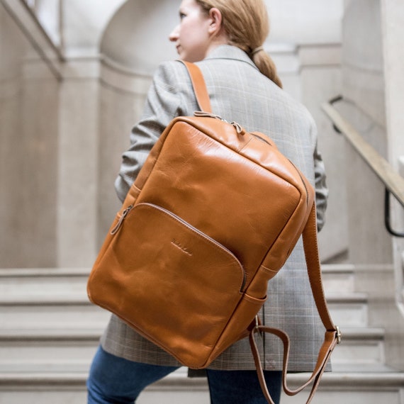 personalised leather backpack
