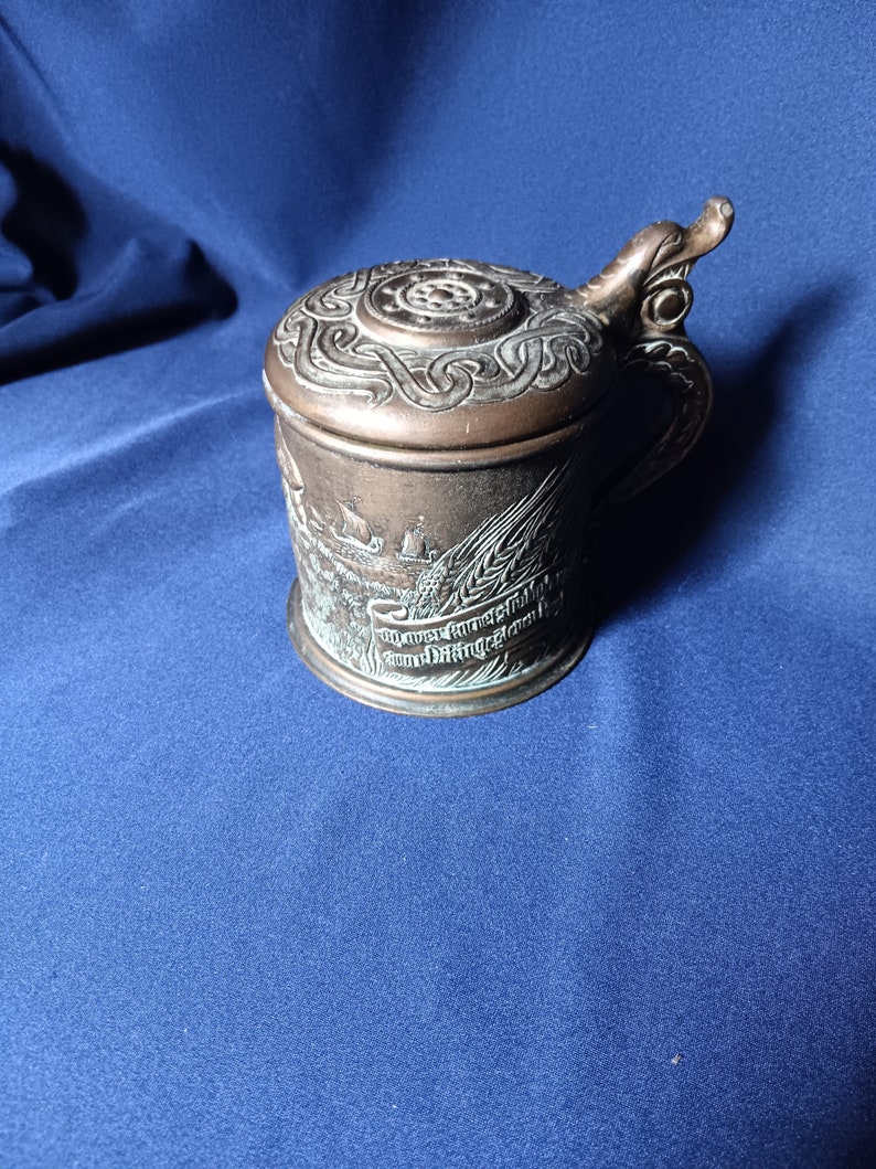 Viking Stein, Bronze Stein, Edward Aagaard, Vintage Bronze, Drinking Cup, Danish Bronze, Denmark, Collectible Stein, Vintage Gift Idea image 7
