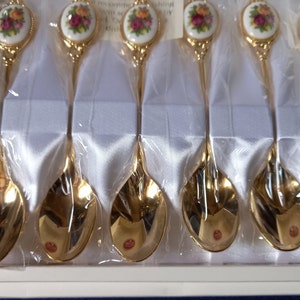 Royal Albert, Old Country Roses, Gold Plates Teaspoons, Porcelain Teaspoons, Old Country Roses Teaspoons, Afternoon Tea, Tea Party, Gift