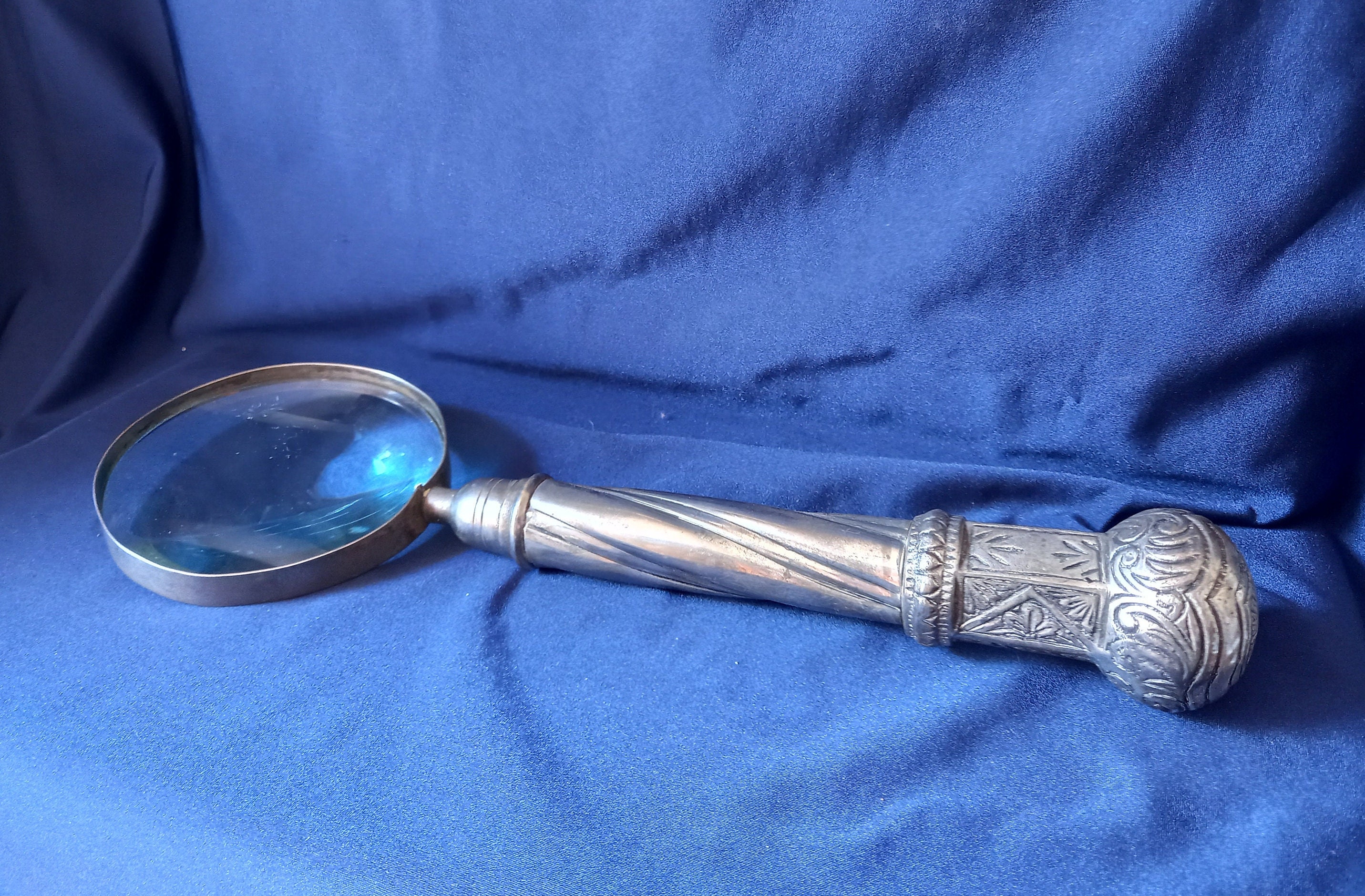 Small Magnifying Glass With Antique Sterling Silver Handle Dated 1924  Vintage Handled Magnifier Made From Reclaimed Cutlery Fab Gifts 