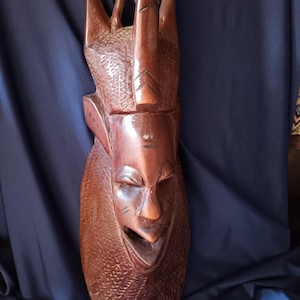 African Mask, Tribal Mask, Tribal Art, Vintage Mask, Wall Mask, Senegal, Wooden Mask, Carved Wood, Home Decor, Tribal Decor, Wall Decor