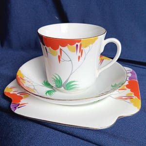 Art Deco China Trio, Vintage Trio, 1920s Trio, Cup and Saucer, Afternoon Tea, Tea Party, Vintage Gift, Art Deco Trio, Vintage Kitchen, Decor