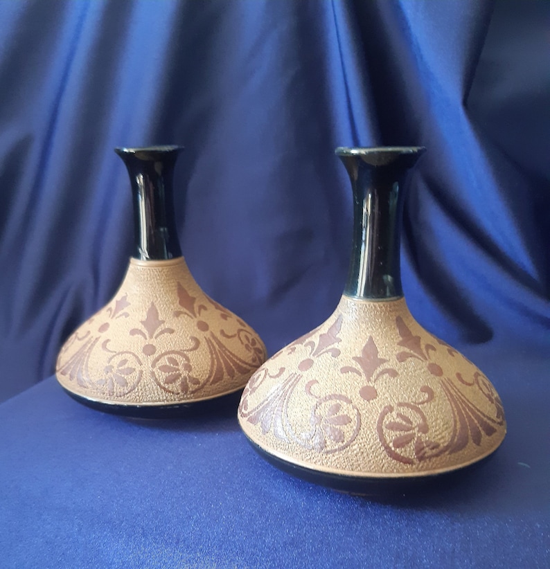 Antique Vases Lovett Langley Ware Victorian Vases Pair of Etsy UK