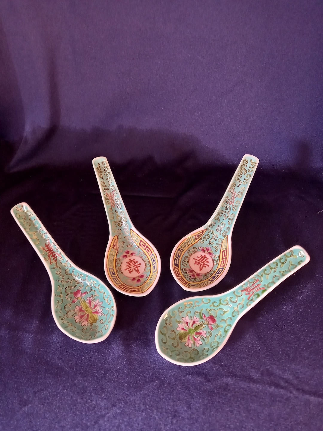 Chinese Spoons, Ceramic Spoons, Jingdezhen, Vintage Spoons, Mon Shou