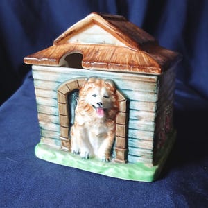 Marutomoware Jam Pot, Honey Pot, 1930s, Collie Dog, Dog Kennel, Preserve Pot, Vintage Kitchen, Whimsical Decor, Cottagecore, Cozy Decor