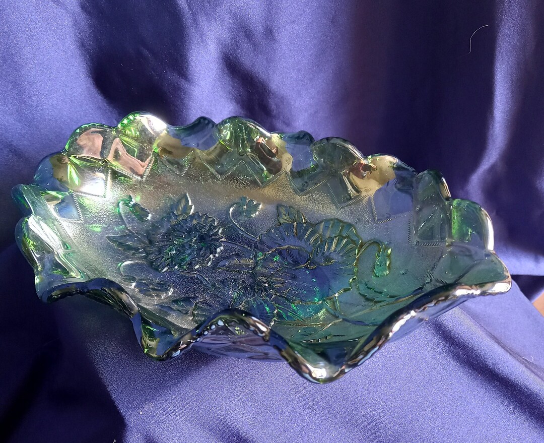 Carnival Glass, Depression Glass, Imperial Glass, Glass Dish, Pansy