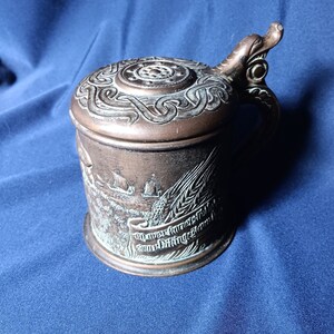 Viking Stein, Bronze Stein, Edward Aagaard, Vintage Bronze, Drinking Cup, Danish Bronze, Denmark, Collectible Stein, Vintage Gift Idea image 1