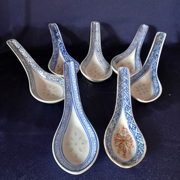 Ceramic Spoons, Chinese Spoons, Blue and White Ceramic, Soup Spoons, Rice Grain Spoons, Dining Table, Oriental Food, Kitchen Decor, Takeout