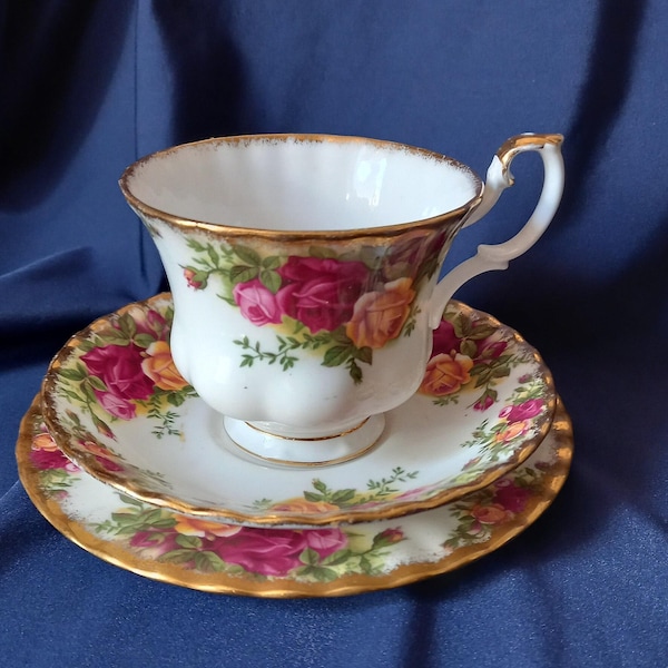 Royal Albert Old Country Roses Bone China Tee-Trio, Vintage-Tasse und Untertasse